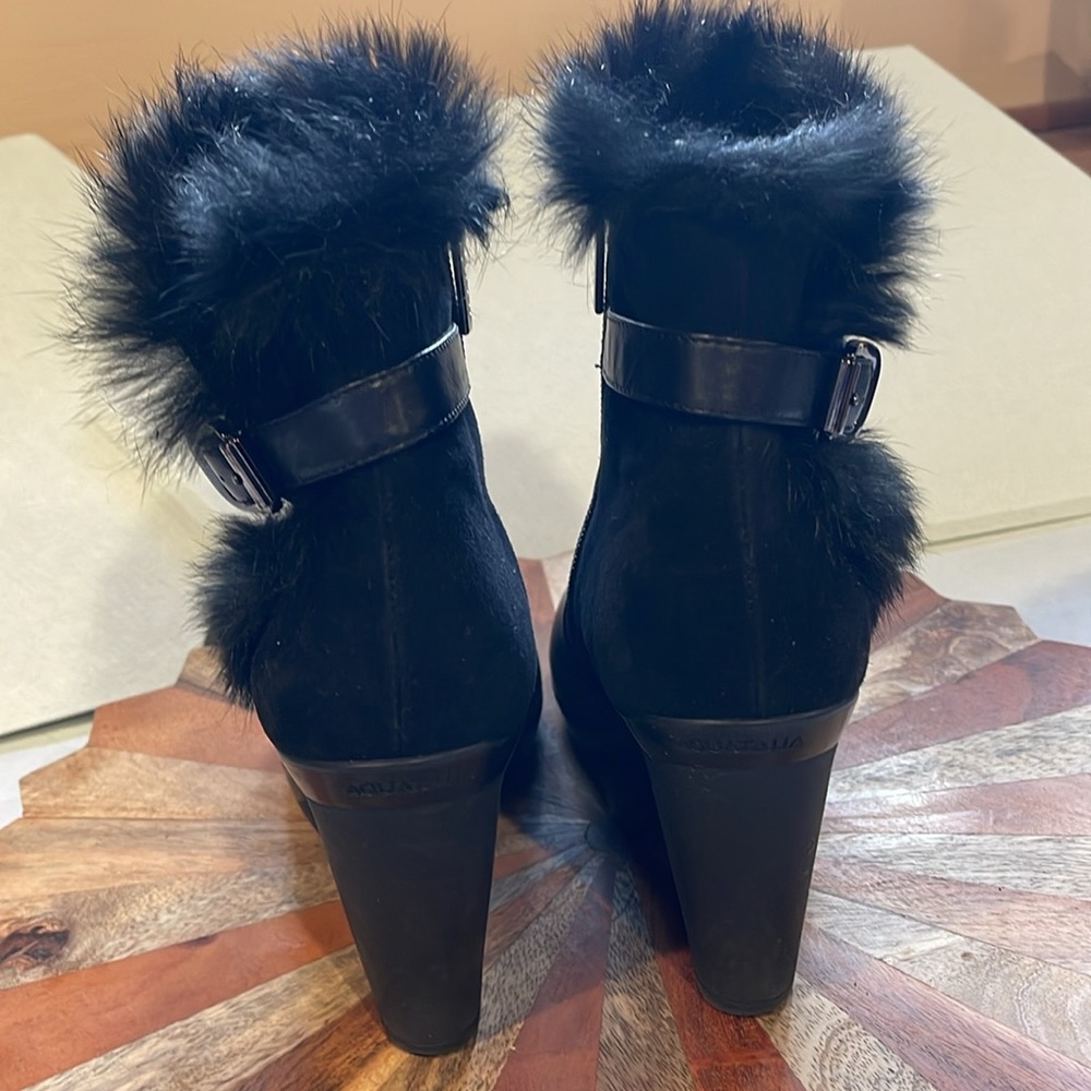 Aquatalia Leather fur trimmed wedge ankle boots size 7 1/2 - Picture 2 of 10